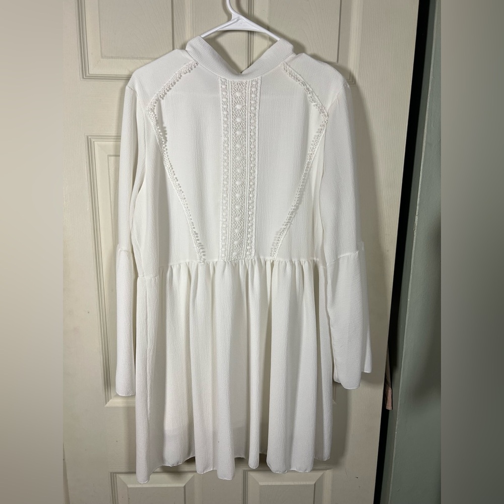 Boohoo White Mock Neck Long Sleeve Dress